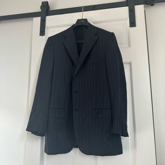 Kiton 3 roll 2 Navy Pinstripe Men's Jacket